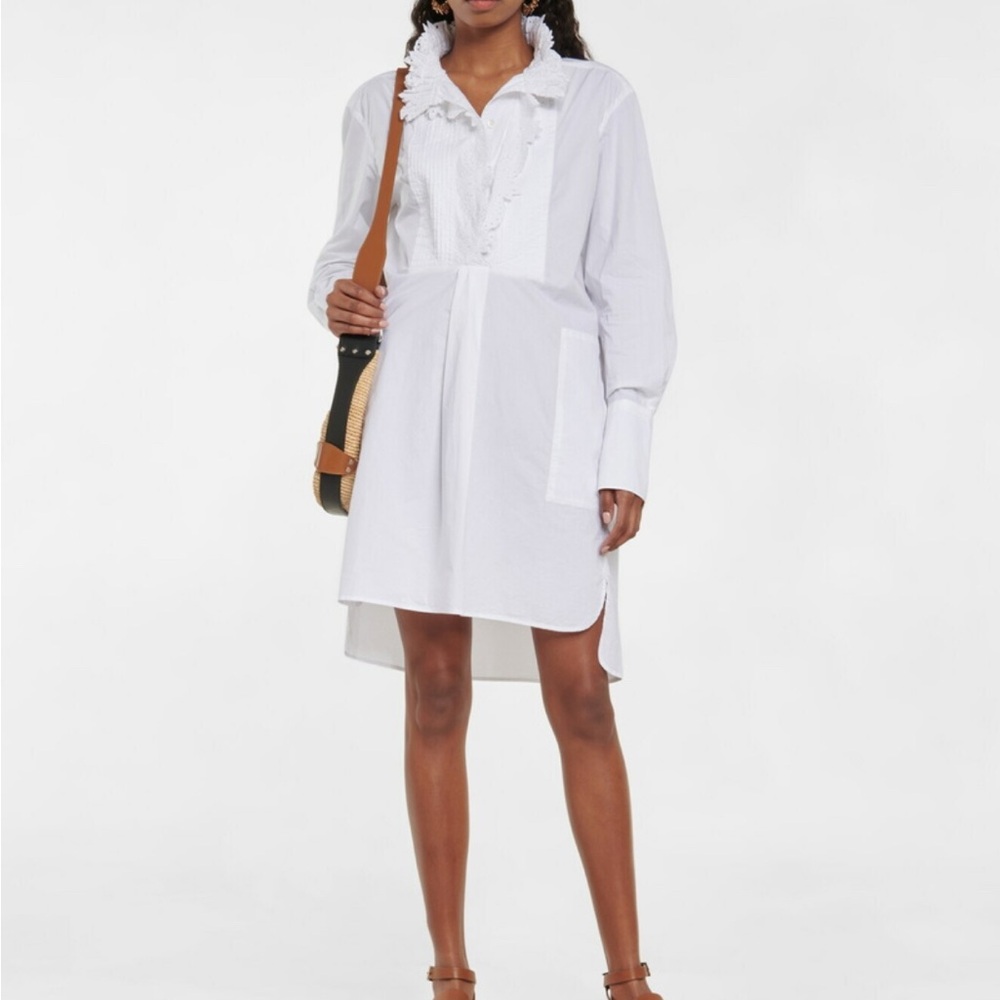 Isabel Etoile Marant Size 36 White Ruffled Long Sleeve Tunic Dress - Picture 10 of 10
